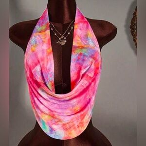 Vibrant Multicolor Halter Scarf Top